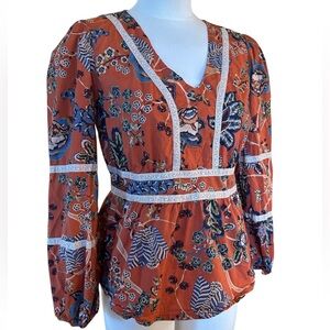 Spartina 449 Marcelle Blouse Top in Tomato Floral S
